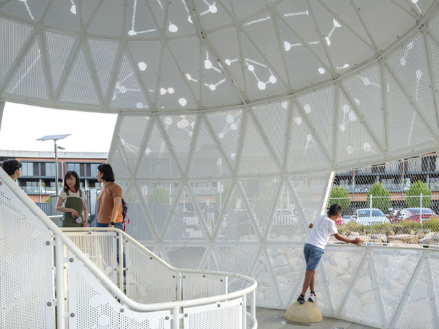 Inside the astronomy-themed structures created by FORGE